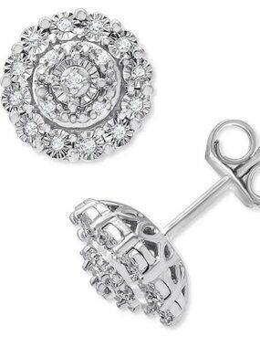 Diamond Halo Cluster Stud Earrings (1/10 ct. t.w.)